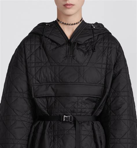 Macrocannage Hooded Anorak Black Quilted .